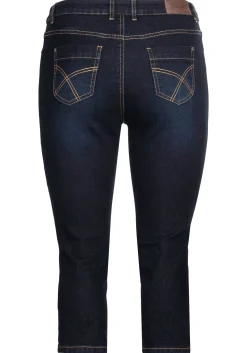 Caprijeans mit Kontrastnähten und Catfaces