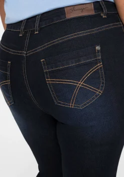 Caprijeans mit Kontrastnähten und Catfaces