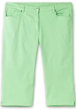 Caprijeans mit Teilgummibund und Glitzersteinen