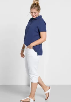 Caprijeans mit Used-Effekten