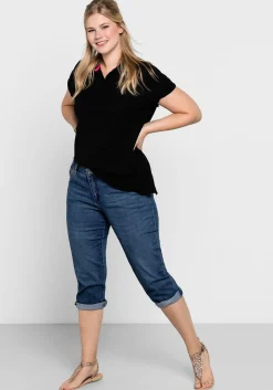 Caprijeans mit Used-Effekten