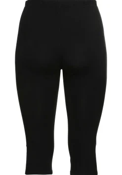 Caprileggings mit Raffung und Deko-Knöpfen am Saum