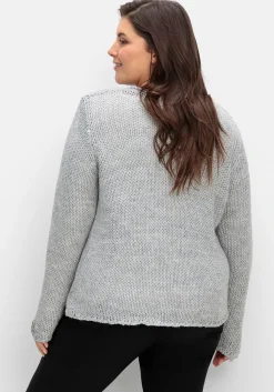 Cardigan mit Häkelblüten und Glitzergarn