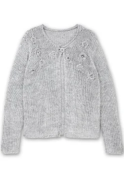 Cardigan mit Häkelblüten und Glitzergarn