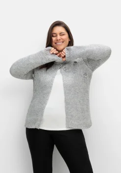 Cardigan mit Häkelblüten und Glitzergarn