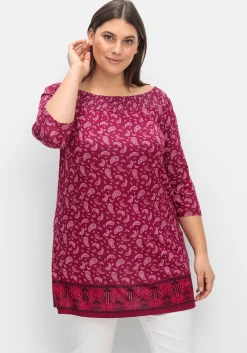 Carmenshirt mit Paisleymuster und 3/4-Arm