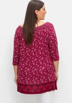 Carmenshirt mit Paisleymuster und 3/4-Arm