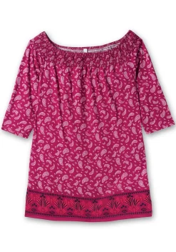 Carmenshirt mit Paisleymuster und 3/4-Arm