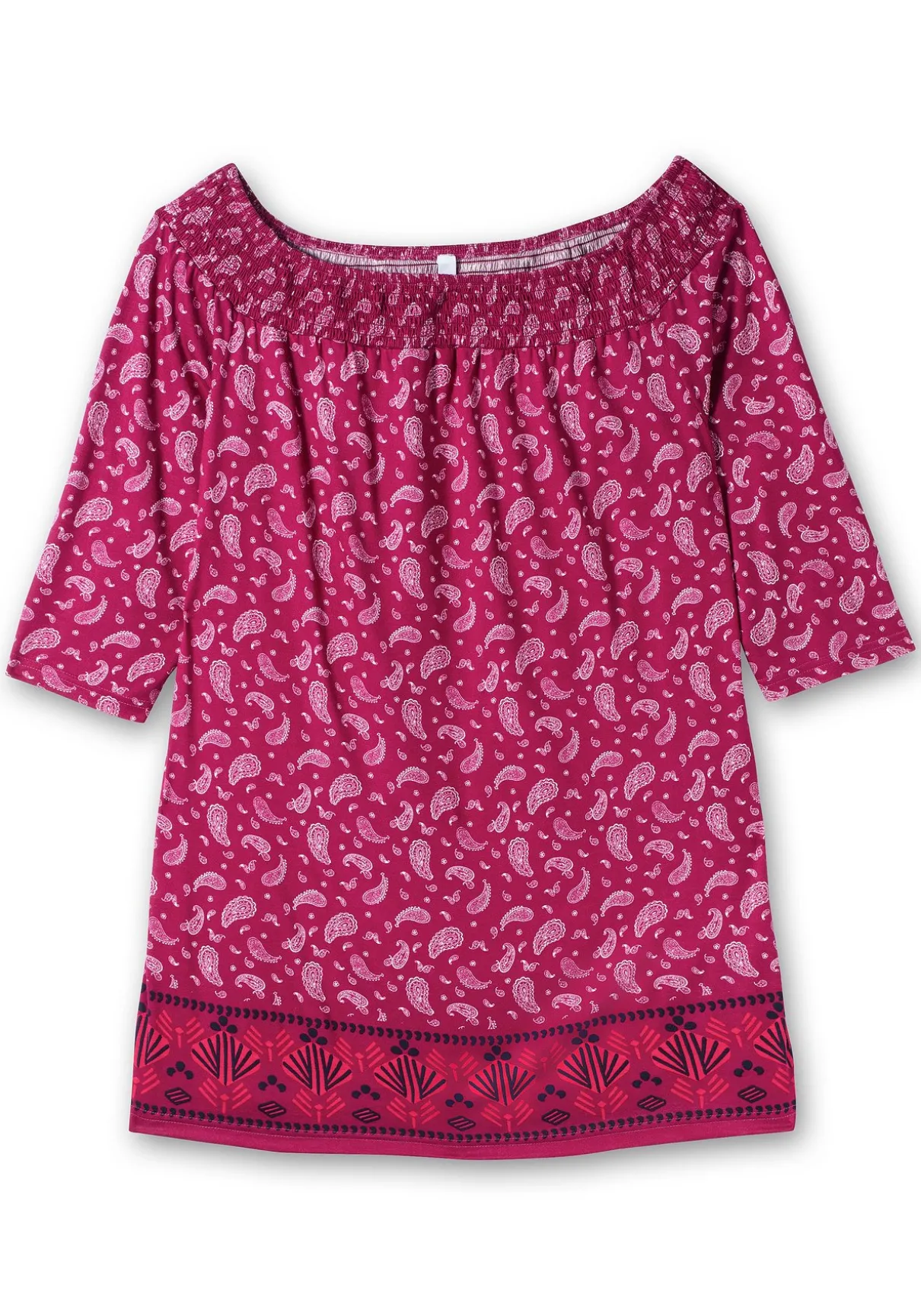 Carmenshirt mit Paisleymuster und 3/4-Arm