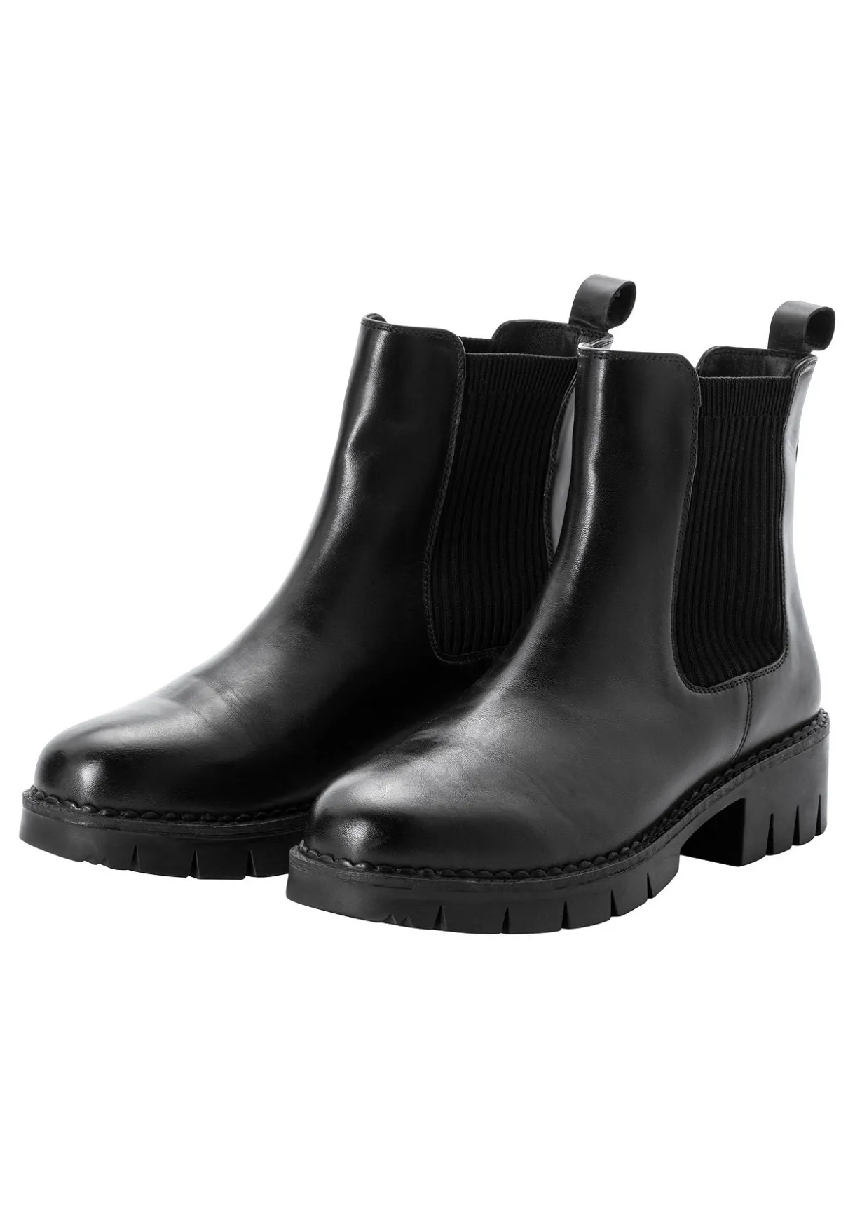 Chelsea-Boots mit stark profilierter Sohle, aus Leder