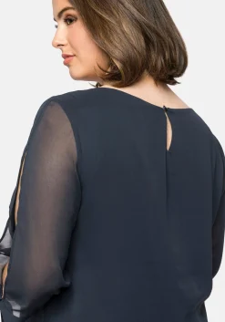 Chiffonkleid im Lagenlook, mit geschlitztem Ärmel