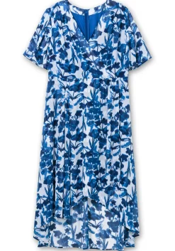 Chiffonkleid in Wickeloptik, mit Blätterprint