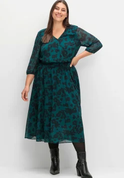 Chiffonkleid in Wickeloptik, mit Alloverprint