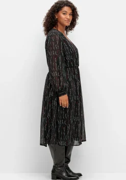 Chiffonkleid mit Alloverprint, in Wickeloptik