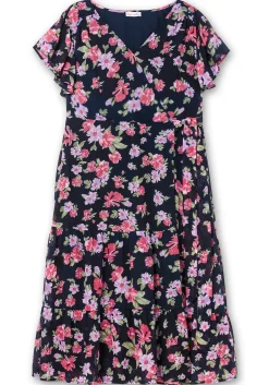 Chiffonkleid mit Blumendruck und Bindegürtel