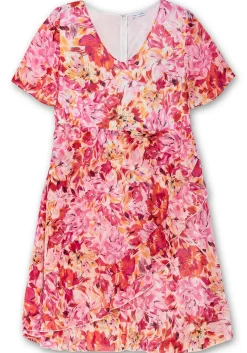 Chiffonkleid mit Blumendruck und Flügelärmeln