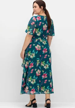 Chiffonkleid mit Blumenprint und Unterkleid