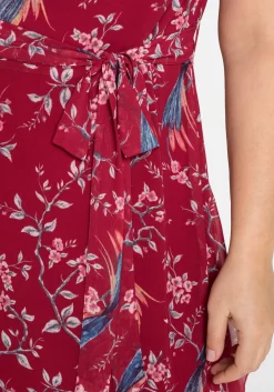 Chiffonkleid mit Blumenprint und Wasserfallkragen