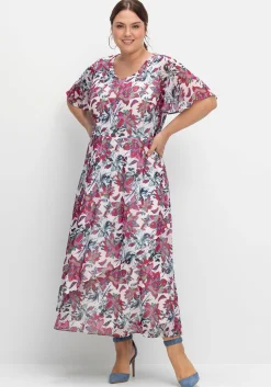 Chiffonkleid mit Blumenprint und Unterkleid