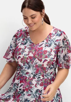 Chiffonkleid mit Blumenprint und Unterkleid