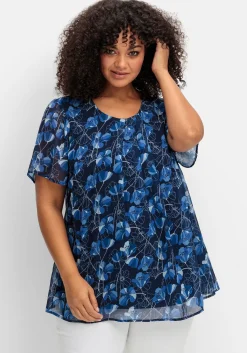 Chiffontunika im Lagenlook, mit Blütenprint
