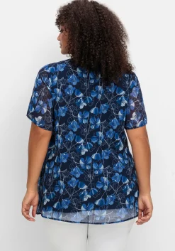Chiffontunika im Lagenlook, mit Blütenprint