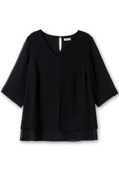 Chiffontunika in Layering-Optik, mit 3/4-Ärmeln