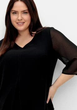 Chiffontunika in Layering-Optik, mit 3/4-Ärmeln