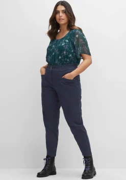 Chinohose aus Twill, mit High-Waist-Bund