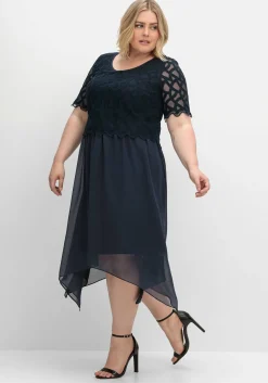 Cocktailkleid aus Chiffon, mit Zierbortenstickerei