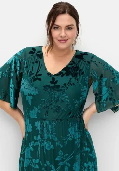 Cocktailkleid aus Mesh, mit Ausbrennermuster