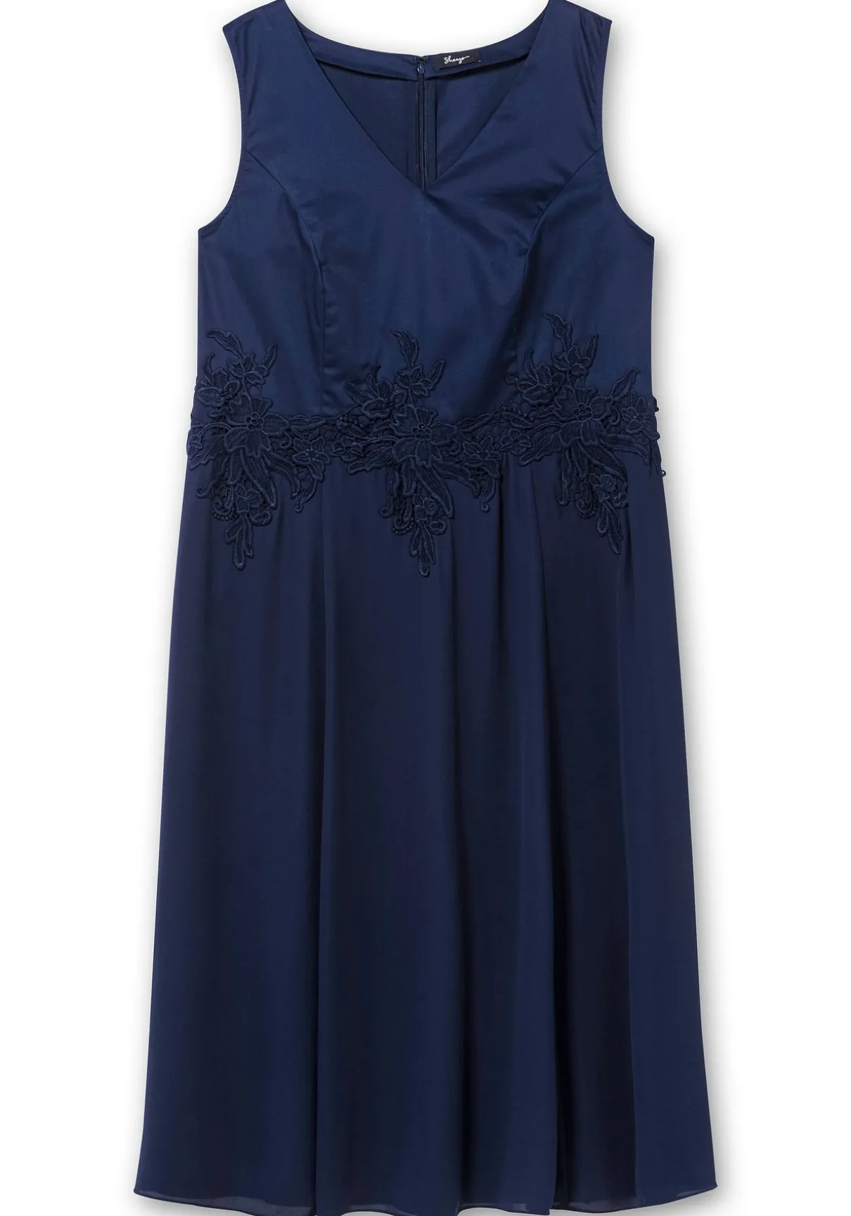 Cocktailkleid im Materialmix, mit floraler Spitze