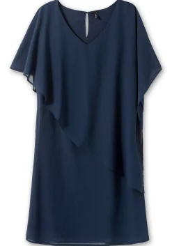 Cocktailkleid mit asymmetrischem Cape, aus Chiffon