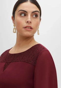 Cocktailkleid mit Spitzen-Einsatz, aus Chiffon