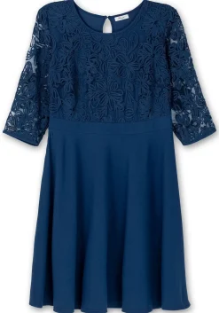 Cocktailkleid mit Zierbortenstickerei am Oberteil