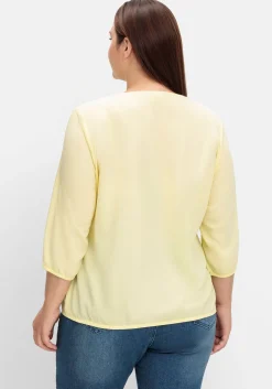 Crêpe-Tunika mit Zierknopfleiste und Stretchbündchen