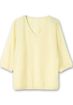 Crêpe-Tunika mit Zierknopfleiste und Stretchbündchen