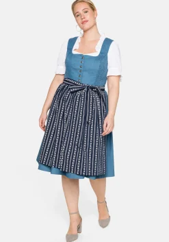 Dirndl im Denim-Look, mit bedruckter Schürze