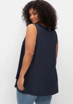 Doppellagiges Top aus Chiffon und Jersey