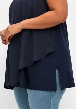 Doppellagiges Top aus Chiffon und Jersey