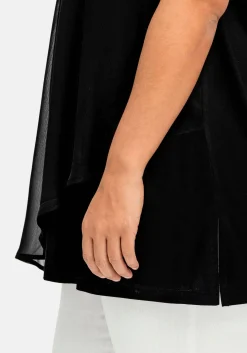 Doppellagiges Top aus Chiffon und Jersey