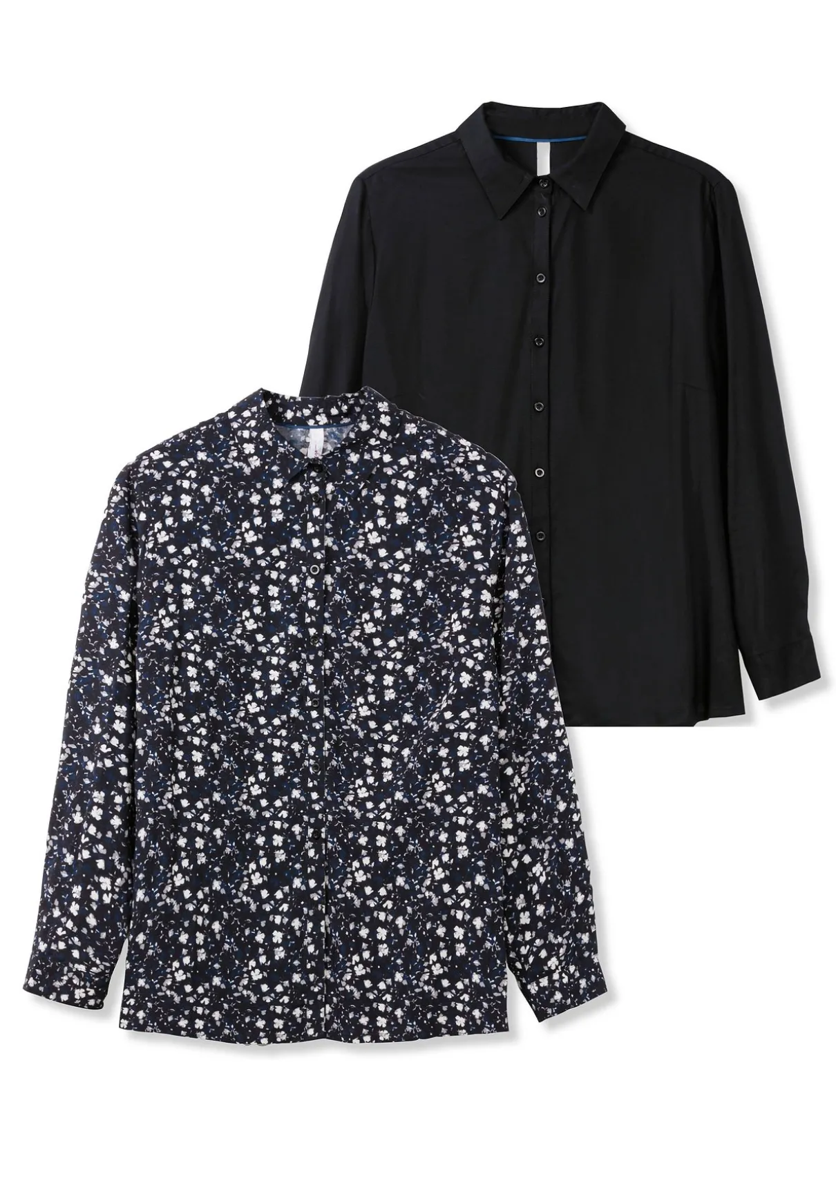 Doppelpack Blusen, uni und gemustert, aus Viskose