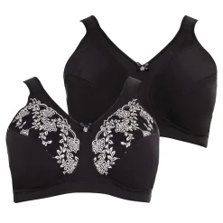 Doppelpack Entlastungs-BHs, mit Stickerei-Spitze