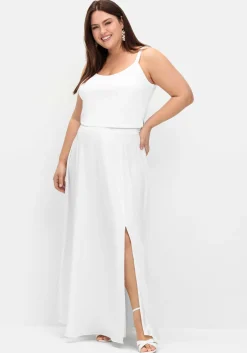 Doppelt gewebtes Spaghettitop mit Satinoptik-Details