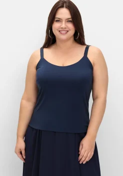 Doppelt gewebtes Spaghettitop mit Satinoptik-Details