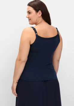 Doppelt gewebtes Spaghettitop mit Satinoptik-Details