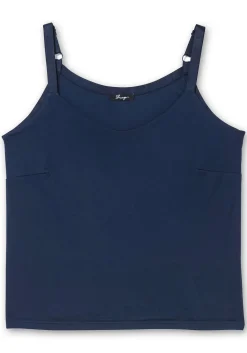 Doppelt gewebtes Spaghettitop mit Satinoptik-Details