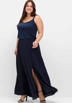 Doppelt gewebtes Spaghettitop mit Satinoptik-Details