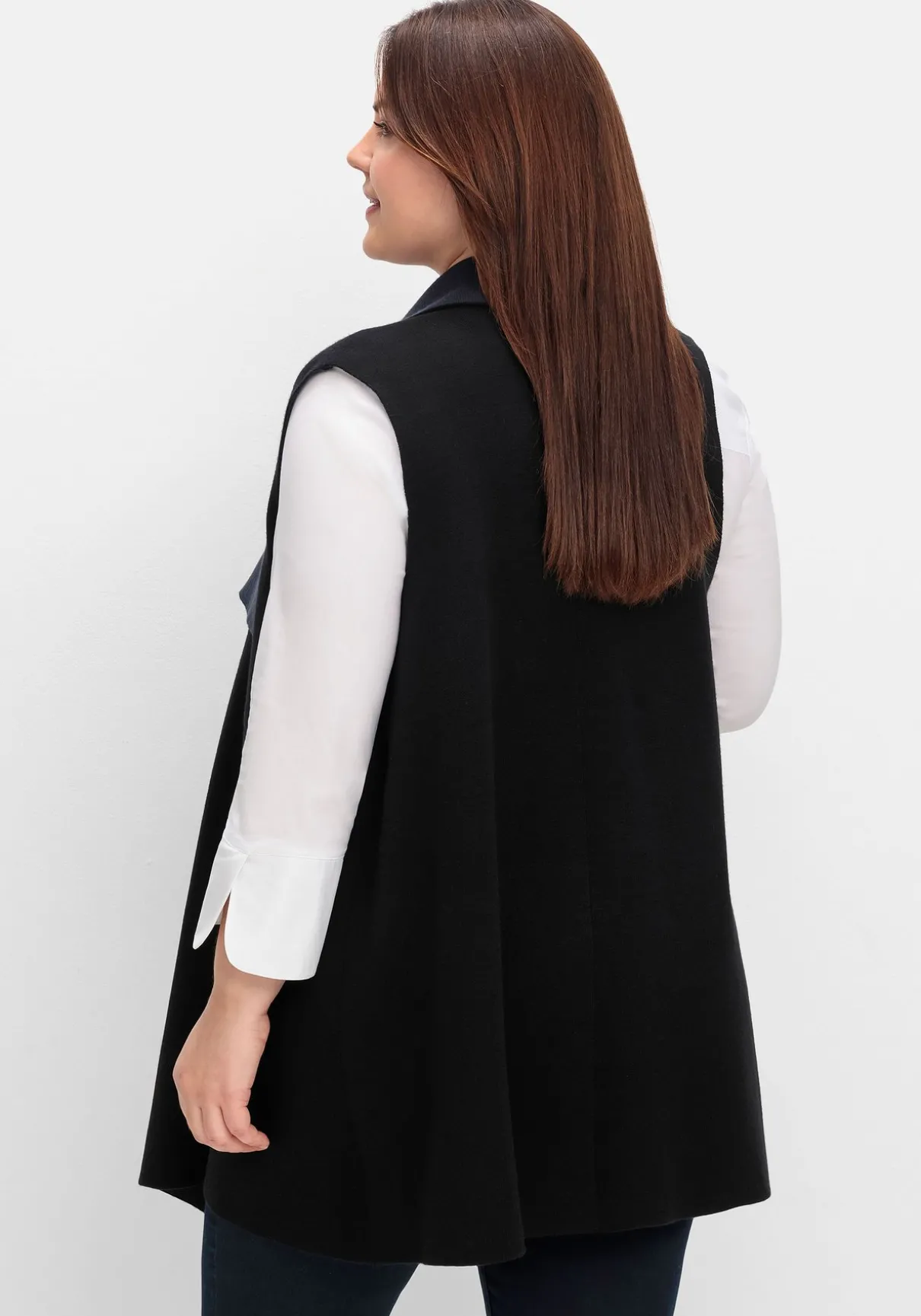 Doubleface-Weste mit weich fallendem Kragen