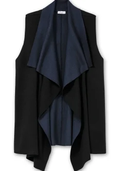 Doubleface-Weste mit weich fallendem Kragen